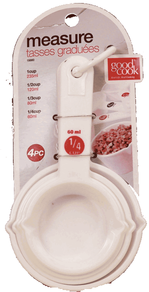 Good Cook measuring cups, plastic, 4 sizes 1 count