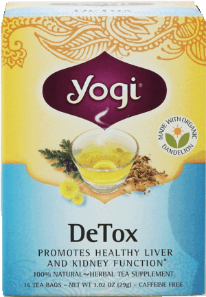 Yogi DeTox herbal tea supplement, promotes healthy liver and kidney function, 16-bags 1.02 ounce