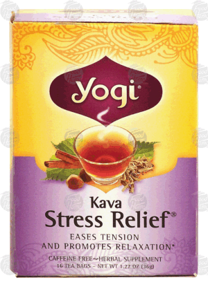 Yogi Kava Stress Relief caffeine free herbal supplement, 16 tea bags 1.27 ounce