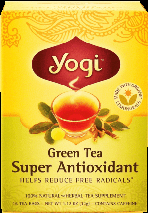 Yogi Super Antioxidant green tea, herbal tea supplement helps reduce free radicals, 16-bags 1.12 ounce