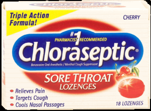 Chloraseptic sore throat lozenges cherry flavored 18 count
