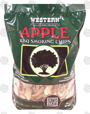 Western apple bbq smoking chips, use with gas grills or electric smokers, 180 cubic inches 1 count