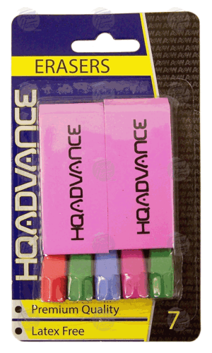HQ Advance 2 block erasers and 5 pencil cap erasers 7 count