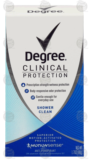 Degree Clinical Protection shower clean, anti-perspirant, superior motion-activated protection 1.7 ounce