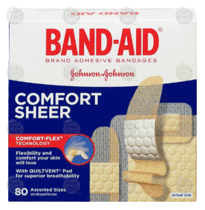 Johnson & Johnson Band-Aid comfort sheer, sheer assorted bandages 80 count