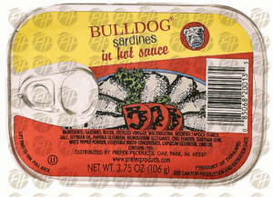 Bull Dog sardines in hot sauce 3.75 ounce