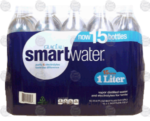 Glaceau smart vapor distilled water and electrolytes for taste, 1-liter 15 pack