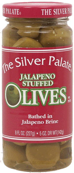 Silver Palate olives, jalapeno stuffed, bathed in jalapeno brine 8 fluid ounce