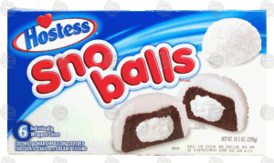 Hostess Sno balls coconut & marshmallow covered chocolate cake with creamy filling, 6-individually wrapped 10.5 ounce