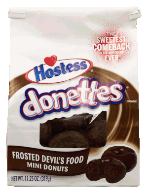 Hostess donettes frosted devil's food mini donuts 11.25 ounce