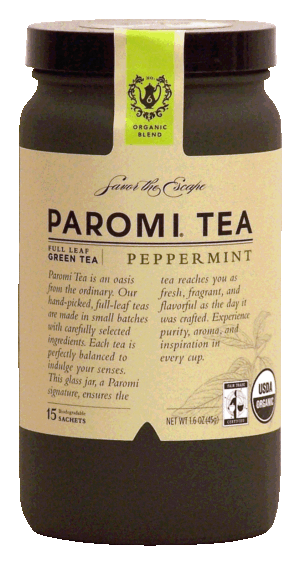 Paromi Tea peppermint full leaf green tea, 15-sachets 1.6 ounce