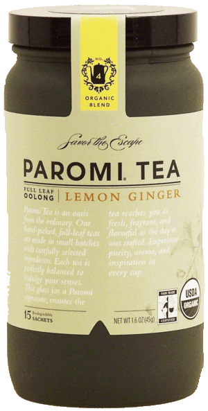 Paromi Tea Organic Blend full leaf oolong lemon ginger, 15-sachets 1.6 ounce