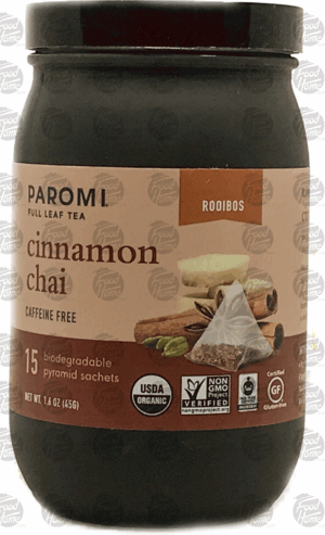 Paromi Tea Artisan Blend super grade rooibos cinnamon chai, caffeine free, 15-sachets 1.6 ounce