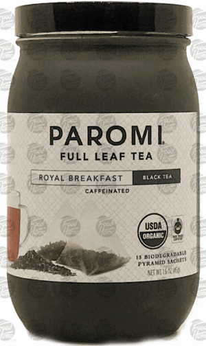 Paromi Tea Royal Breakfast black full leaf tea, caffeinated, 15 biodegradable pyramid sachets 1.6 ounce