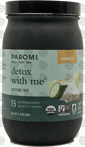 Paromi Tea detox with me full leaf tea, 15 biodegradable pyramid sachets, caffeine free 1.6 ounce