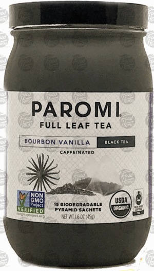 Paromi Tea bourbon vanilla full leaf black tea, caffeinated, 15 biodegradable pyramid sachets 1.6 ounce