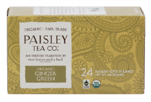 Paisley Tea Co. organic ginger green tea, english style bags, 24-count 1.86 ounce
