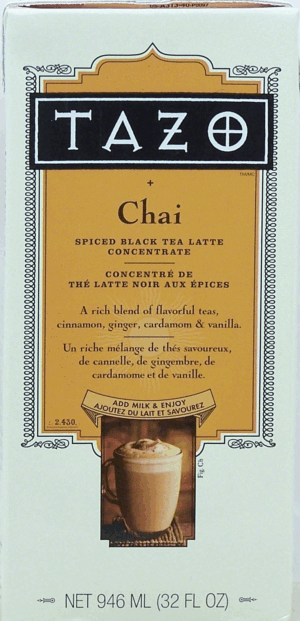 Tazo Tea Latte Chai Spiced Black Tea Concentrate 32 ounce